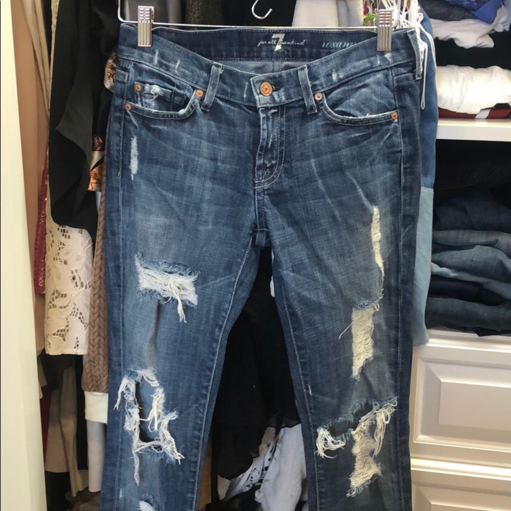 7 For all Mankind Roxanne ripped torn jeans